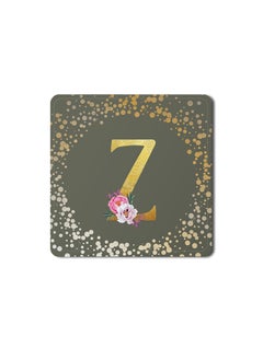 اشتري Designer Leather Coasters Mat for Beverage Drinks- Custom Monogram Initial Letter Floral Pattern Alphabet - Z (Olive Green) في الامارات