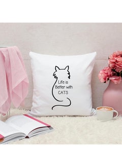 Buy Life Is Better With Cats Quotes Personalized Pillow, 40x40cm Decorative Throw Pillow by Spoil Your Wall in UAE