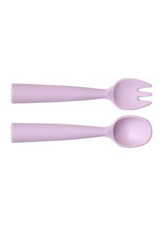 Buy Spoon & Fork Set for Kids 14.3x3.3 cm Baby Pink in UAE