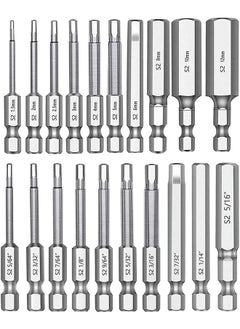 Buy Hex Head Allen Wrench Drill Bit Set 20PC (10pc Metric & 10pc SAE), 2.3" Long 1/4" Diameter Quick Release Shank Magnetic Screwdriver Bit Set for Assembling Furniture in UAE