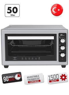 اشتري Premium Turkish Electric Kitchen Oven 50 Liter 1500 W Silver في السعودية