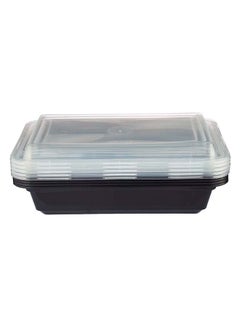 اشتري Hotpack Disposable Bento Food Storage Microwavable Meal Prep Container Black Base Rectangular Container 32 ounce with Clear Lid 50 Pieces في الامارات