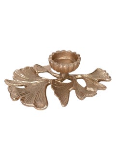 اشتري Ode Leaf Tealight Holder, Gold – 13x9 cm في الامارات