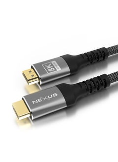 اشتري كابل NEXUS HDMI 2.1 - سرعة فائقة 48 جيجابت في الثانية، 10K/8K/4K، سترة مضفرة، موصل نحاسي، HDCP 2.3، HDR10، متوافق مع eARC - للكمبيوتر المحمول، الشاشة، تلفزيون UHD، PS5 (فضي) في الامارات