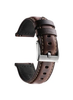 اشتري Leather Strap for Samsung Galaxy Watch 3 45mm/Galaxy Watch 46mm/Gear S3 Frontier/Classic, 22mm Genuine Leather Replacement Wristband - Dark Brown في الامارات