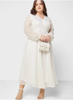 Buy Textured Detail Fit & Flare Dress in UAE