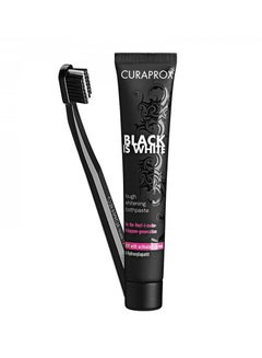 Buy Curaprox, Black Is White, Whitening Toothpaste, with Activated Charcoal, 90 ml with 5460 Super Soft Brush in Saudi Arabia