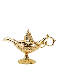 Buy Vintage Legend Aladdin Magic Genie Lamp, Metal Carved Wishing Light for Home Wedding Party Tabletop Decoration Delicate Gift, Small Gold in UAE