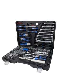 Buy ROCKFORCE Socket set 122 pcs in a plastic case with metal clasps 1/2'', 1/4'' (4-32mm) Drive 6-Point Socket in UAE