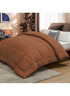 اشتري Sleep Night King Size 240x260cm all Season Down Alternative Microfiber Comforter Duvet Insert Box-Quilted Design with Corner Duvet Tabs Brown في السعودية