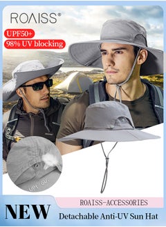 اشتري Breathable Wide Brim Fishing Hat with Removable Top UPF 50+ Anti-UV Water Resistant Tear-Resistant Sun Hat for Men & Women Adjustable Size في الامارات