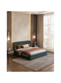 Buy MDF and Swedish Wood and Velvet Single Bed 120x120x200 cm - Green in Saudi Arabia