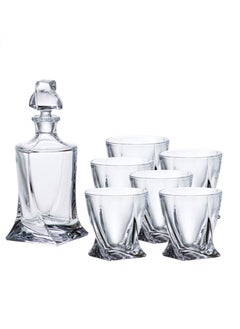 اشتري Italian Crafted Crystal Decanter Set with 6 Glasses Perfect for Serving Drinks on Special Occasions Events and Holidays في الامارات