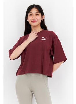 اشتري Women Oversized Fit Short Sleeves Training Top, Maroon في الامارات