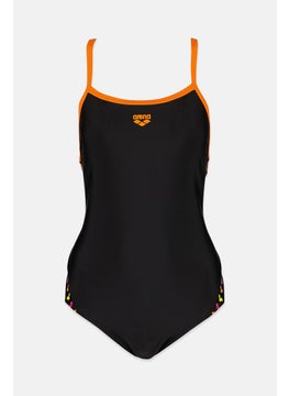 Buy Women Brand Logo Non Padded One Piece, Black in Saudi Arabia