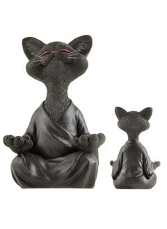 Buy Whimsical Cat Figurine Meditation Yoga Decor Collectible Cat Lover Gifts for Women Black in Saudi Arabia