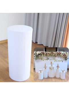 اشتري White Cylinder Cover For Baby Birthday Party Newborn Baby Shower Baptism Communion Christening Elastic Plinth Cover Decoration Pedestal Cover في الامارات