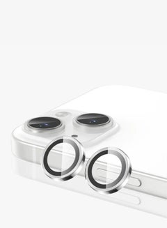Buy Camera lens protector for iPhone 15 plus Tempered glass metal individual ring cover in Saudi Arabia