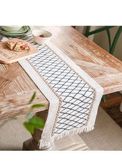 اشتري Table Runner, Boho Table Runner, Perfect for Bohemian Decor, Boho Wedding Table Decor, Hand Woven Off White Table Runners for Dining Room, Coffee Table or Decorations for Home (71x 12") في الامارات