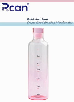 Buy High Borosilicate Glass Water Bottle With Time Markers, 550ML/19oz, Gradient Pink, Sealed Vacuum Insulated Leakprooffor Sports Water Bottle for Kids Adults Travel BPA Free in Saudi Arabia