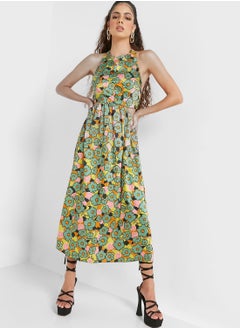 Buy Floral Print Cut Out Detail Dress in Saudi Arabia