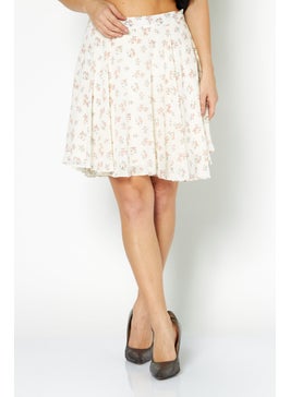 اشتري Women Floral Print Mini Skirt, Beige Combo في السعودية