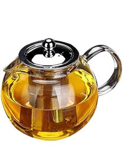 Buy Premium 950ML Glass Teapot: Heat Resistant with Stainless Steel Infuser for Exceptional Tea and Coffee Brewing in UAE