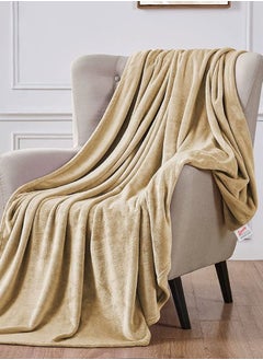 Buy SANDY Fleece Blanket, Made of Premium Microfiber, Super Soft Flannel Blanket for Bed, Sofa, Couch and Home Decorations , king Size, (240x220)cm, Beige in Saudi Arabia