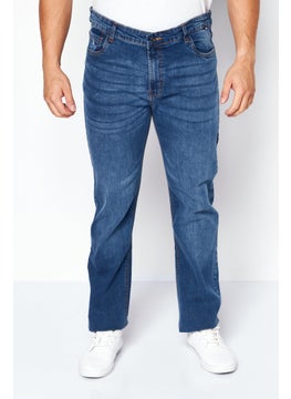 Buy Men Straight Fit Washed Denim Jeans, Blue in Saudi Arabia