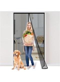 Buy Hands-Free Magnetic Screen Door, Heavy Duty, Self Sealing Screen Door Mesh Protector, Pet and Kid-Friendly, Stay-Open Buckle, Keeps Bugs Out While Letting Nature in, Fits Door Size (110*210cm) in Saudi Arabia