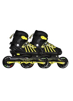 Buy EL1031 Inline Adjustable Skates Medium Size 34 EUR (UK 1.5) - 38 EUR (UK 5) for 6 to 12 Years | Aluminium Chassis & 100 mm PU Three Wheels | With ABEC 9 Bearings | Indoor and Outdoor in Saudi Arabia