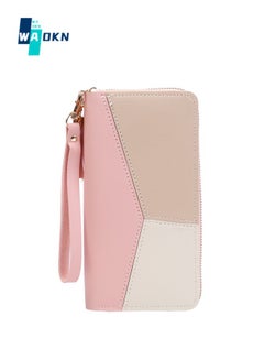 Buy New Ladies Long Zipper Wallet, Women's Large Capacity Mobile Phone Bag, Versatile Stitching Color Clutch Card Holder for Girls in UAE
