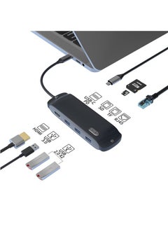 Buy USB C Hub 8 in 1 Type C Hub Multport Adapter Compatible with 100W Pd+4K HDMI+USB3.0+USB2.0*2+SD+TF+100W RJ45 in Saudi Arabia