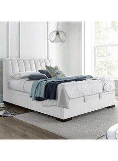 Buy Blven | Wooden Bed Frame Upholstered in Velvet - White in Saudi Arabia