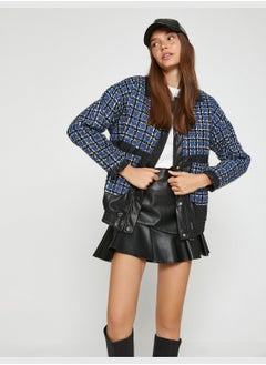 اشتري Tweed Jacket Faux Leather Detail في الامارات