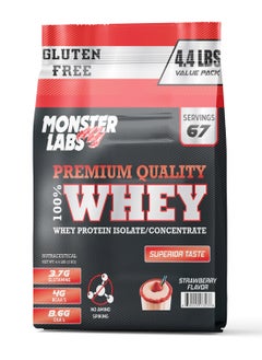 Buy Monster Labs 100% Whey Protein Powder Primary Source Isolate, 24 Grams of Protein for Muscle Support and Recovery - Strawberry, 4.4 Lbs, 67 Servings in UAE