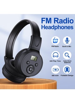 Buy 2022 Wireless FM Radio Headphone with Memory F4 black-English dry battery version in UAE