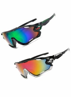 اشتري Polarized Sports Sunglasses, UV Protection Sunglasses for Men and Women, Cycling Glasses for Running Driving Golf Fishing Outdoor Activities  2 Pieces في الامارات