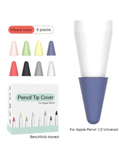 اشتري 8 Pcs Tip Cover For Apple iPad Pencil 2 1 Soft Nib Case Apple Pencil 2nd 1st Generation Touchscreen Stylus Pen Protective Cases Multicolour في الامارات