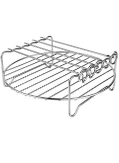 اشتري Air Fryer Rack Accessories 8 Inch Square Double Layer with 5 Skewers Stainless Steel Multipurpose Rack Metal Holder Fit Multi-purpose Double Layer Rack with Skewer في السعودية