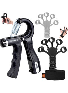 Buy 3PCS Hand Grip Strengthener, Adjustable Finger Exerciser and Finger Stretcher Grip Strength Trainer Finger Resistance Band, Finger Flexion Extension Training Relieve Wrist & Thumb Pain (3 PCS) in UAE