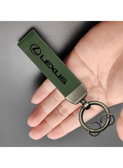 اشتري ميدالية مفاتيح السيارة الأنيقة المصنوعة من الجلد والمعدن، سلسلة مفاتيح فاخرة باللون الأخضر لكزس في السعودية