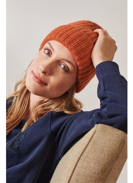 Buy Women Knitted Beanie, Orange in UAE