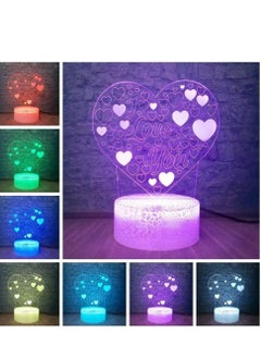 اشتري 3D LED illusion Lamp Heart Figure Night Light Cool Xmas Gift for Kids Child Baby Bedroom Nightlight Lamp Love Hearts في الامارات