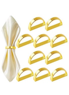 Buy Napkin Rings, 10Pcs Gold Stainless Steel Napkin Ring Holders, Modern Design Ring Holder Metal Semicircle Serviette Buckles Metallic Adornment, for Table Settings Kitchen Dinner Party Wedding in Saudi Arabia