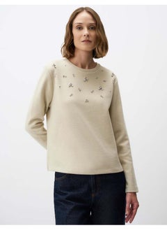 Buy Crew-Neck Knitted Pullover with Shiny Stone Detail in Egypt