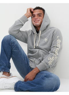 Buy AE Graphic Heather Zip-Up Hoodie in Saudi Arabia