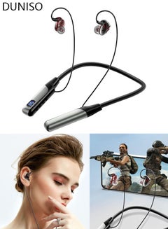اشتري Wireless Bluetooth 5.3 Headphones Neckband Headset With Retractable Earbuds Noise Cancelling Stereo Sweatproof Earphones With Mic For Gym Running Office في السعودية