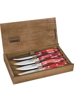 Buy Set Of 4 Wood Handle Knives + Wooden Box in Egypt