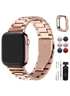 اشتري حزام ساعة ذكية من الفولاذ المقاوم للصدأ لـ 38/40 / 41mm سوار ساعة Apple لـ iwatch Series 7/6/5/4/3/2/1 ذهبي وردي في الامارات